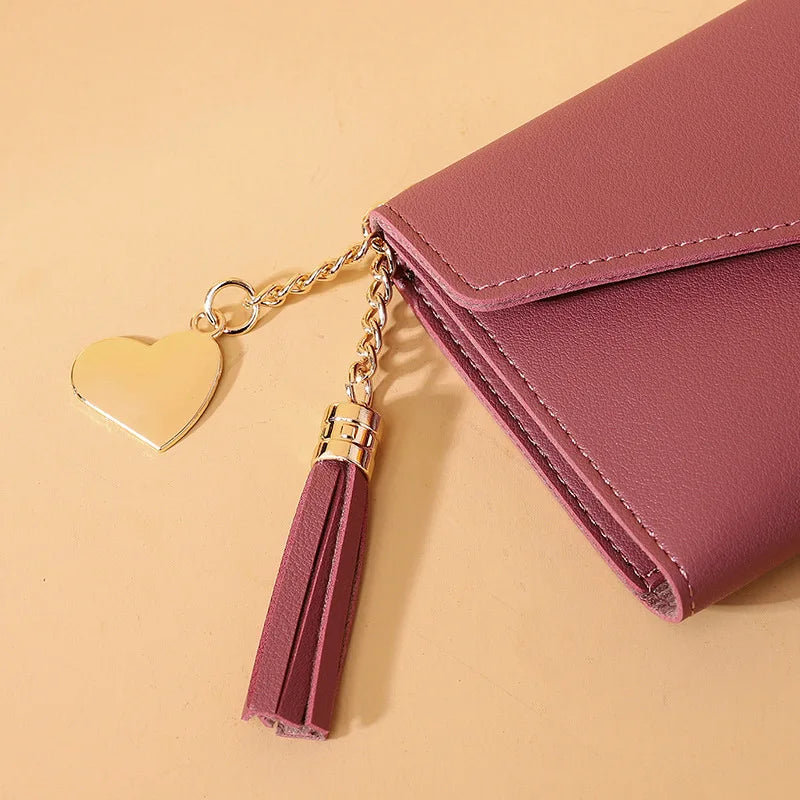 Women Wallet Zipper Purses Long Clutch Gray Red PU Leather Money Bag