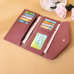 Women Wallet Zipper Purses Long Clutch Gray Red PU Leather Money Bag