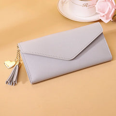 Women Wallet Zipper Purses Long Clutch Gray Red PU Leather Money Bag