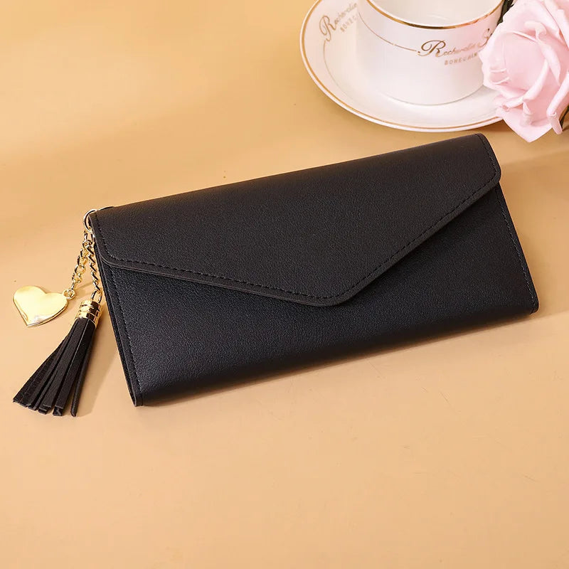 Women Wallet Zipper Purses Long Clutch Gray Red PU Leather Money Bag