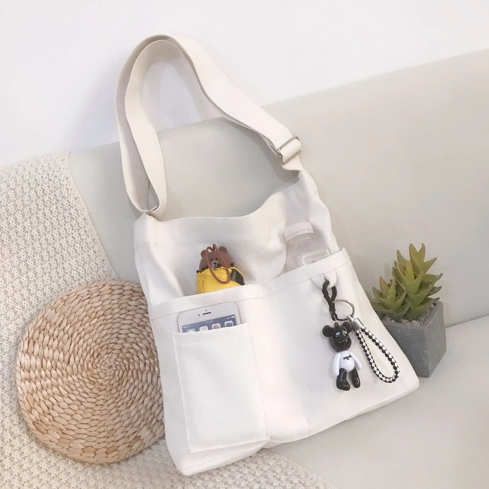 Canvas Women Shoulder Bag Crossbody College High School