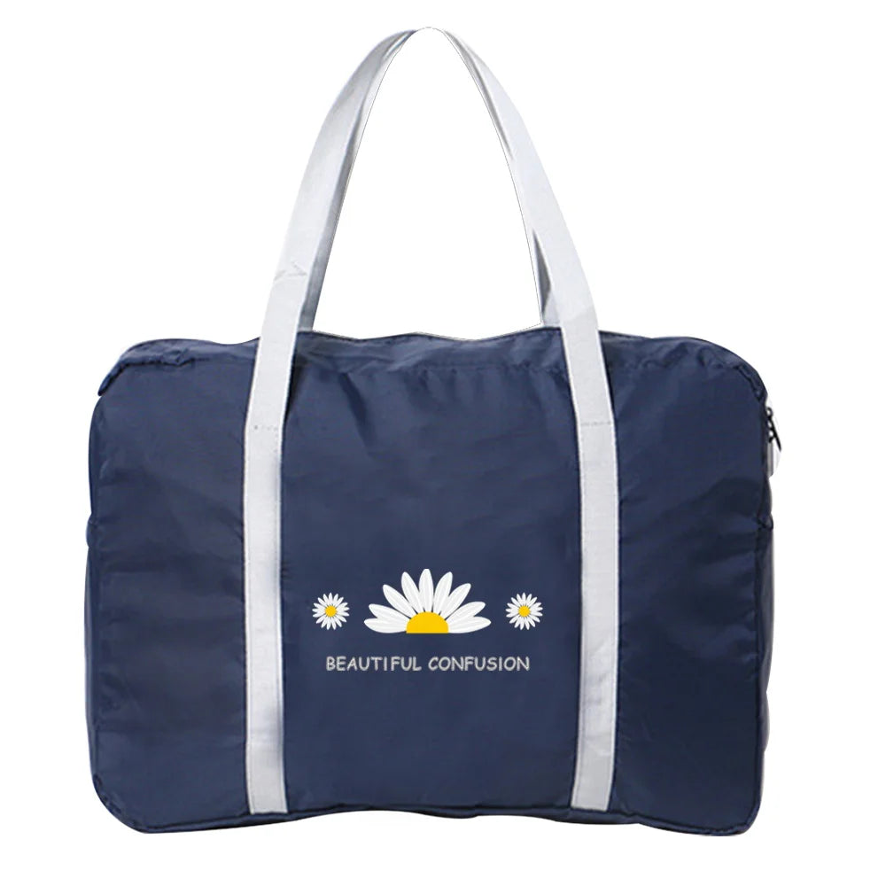 Travel Bag Daisy Print Large Capacity Waterproof Handbag Unisex
