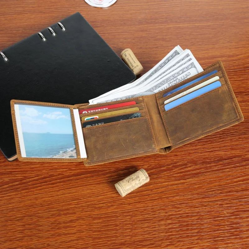 Real Cowhide Short Wallets Top Men Thin Wallet 4 Colors