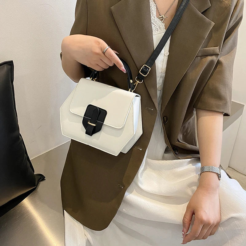Geometric Shape Women Shoulder Bag Small Handbags Solid Pu Leather Crossbody Bag
