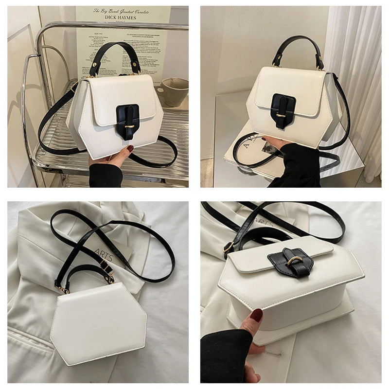 Geometric Shape Women Shoulder Bag Small Handbags Solid Pu Leather Crossbody Bag