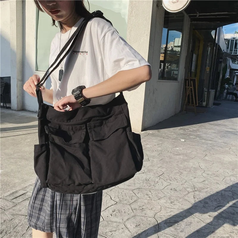 Canvas Girl Handbag Shoulder Bags Teenager Women Messenger Bags