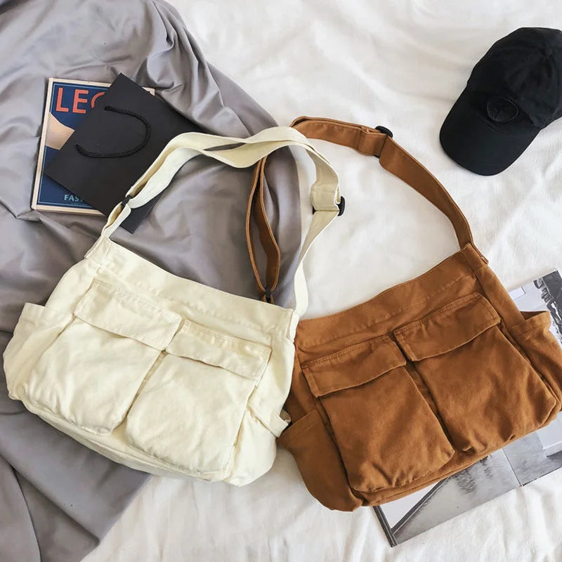 Canvas Teenager Shoulder Bag Women Messenger Crossbody Purse