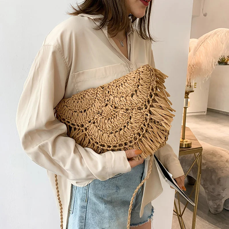 Gusure Evening Bags with Metal Handle Tassel Clutch Chain - Wedding Party