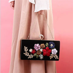 Flowers Diamond Ring Evening Clutch Bag With Chain MN835