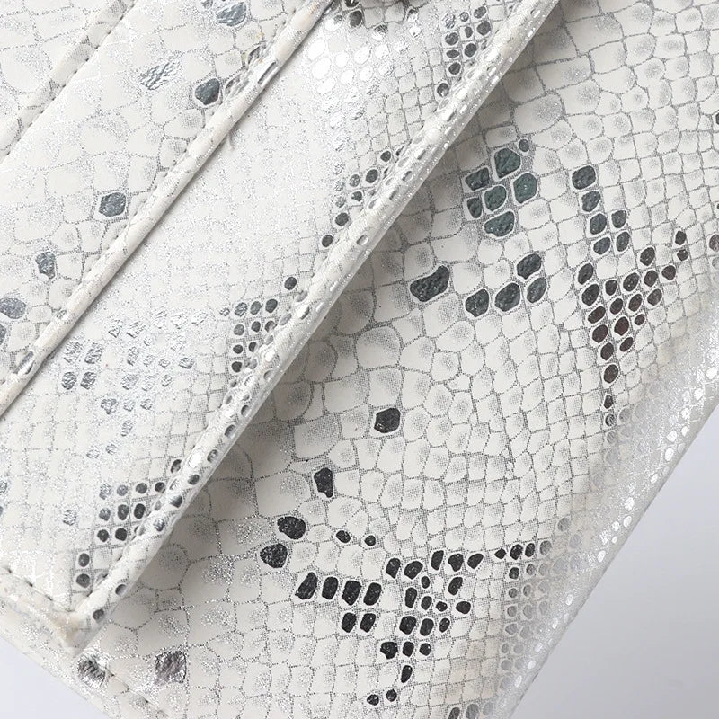 Snake Pattern Envelope Dinner Bag Women's Rhinestone Belt