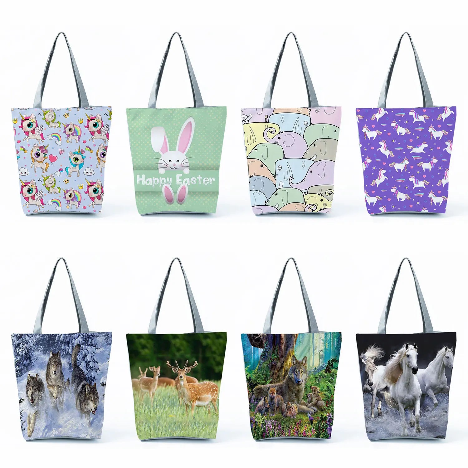 Animal Print Ladies Tote Bag Horse And Elephant Customizable School Teacher