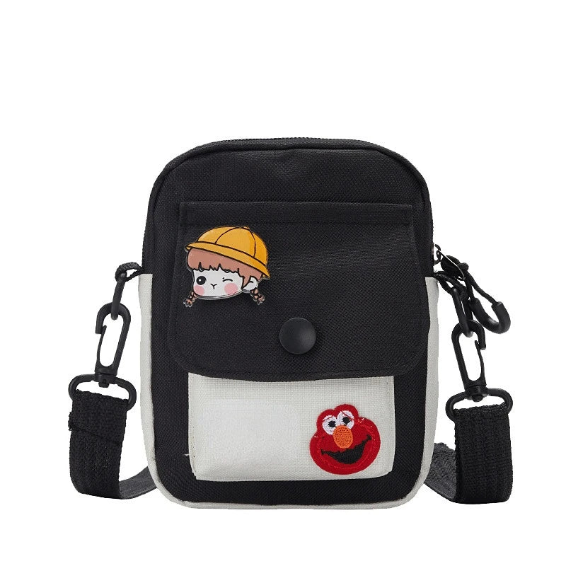 Canvas Small Square Handbag Shoulder Bag Letter Printed Crossbody Bag