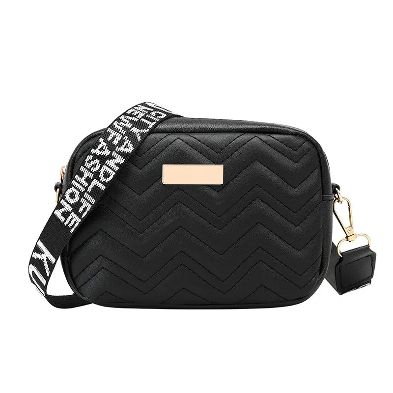 Quilted Plaid Pattern Flap Bag Soft PU Leather Shoulder Bag