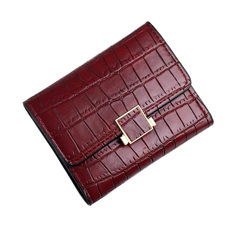 Crocodile Pattern Short Purse Student Buckle Large Capacity