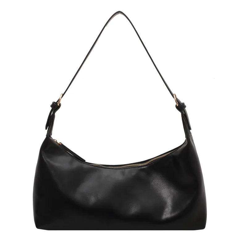 Women's Casual Shoulder Bag - High Net Red Versatile Crescent Bag