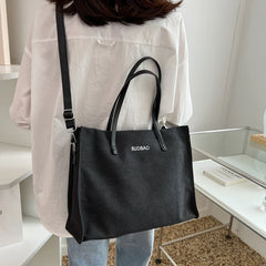 Large Canvas Tote Bag Women Shopping Shoulder Bag Solid Handle Reusable Tote