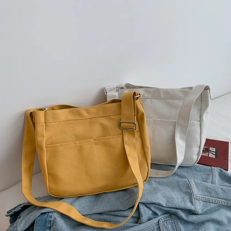 Large Capacity Canvas Shoulder Bag Women School Bag