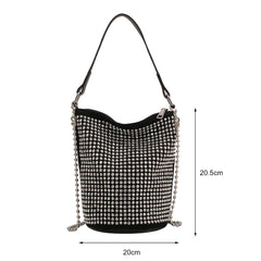 Diamonds Basket Bag Rhinestone Shoulder Crossbody Evening Party Bucket Purse