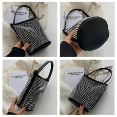 Diamonds Basket Bag Rhinestone Shoulder Crossbody Evening Party Bucket Purse
