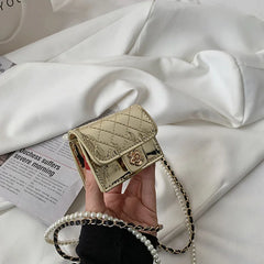 Mini Leather Bag Women Hanging Neck Camellia Bags Rhombus Earphone/Lipstick/Keys