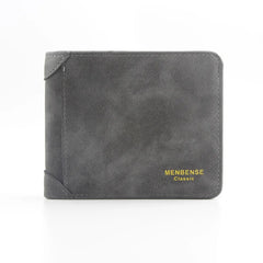 Men's Short Frosted Leather Wallet Retro Two Fold Vertical