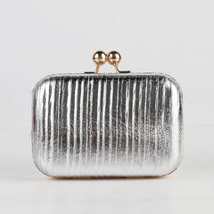 Metal Square Evening Bag Silver Wedding Clutch Chain Shoulder Crossbody