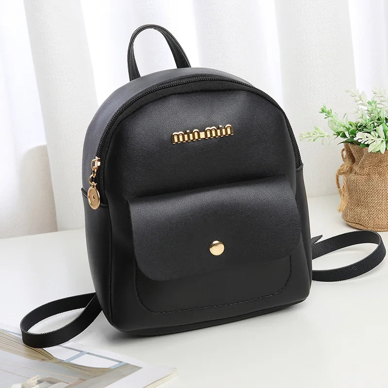 Mini Women's Leather Backpack School Bags Rucksack