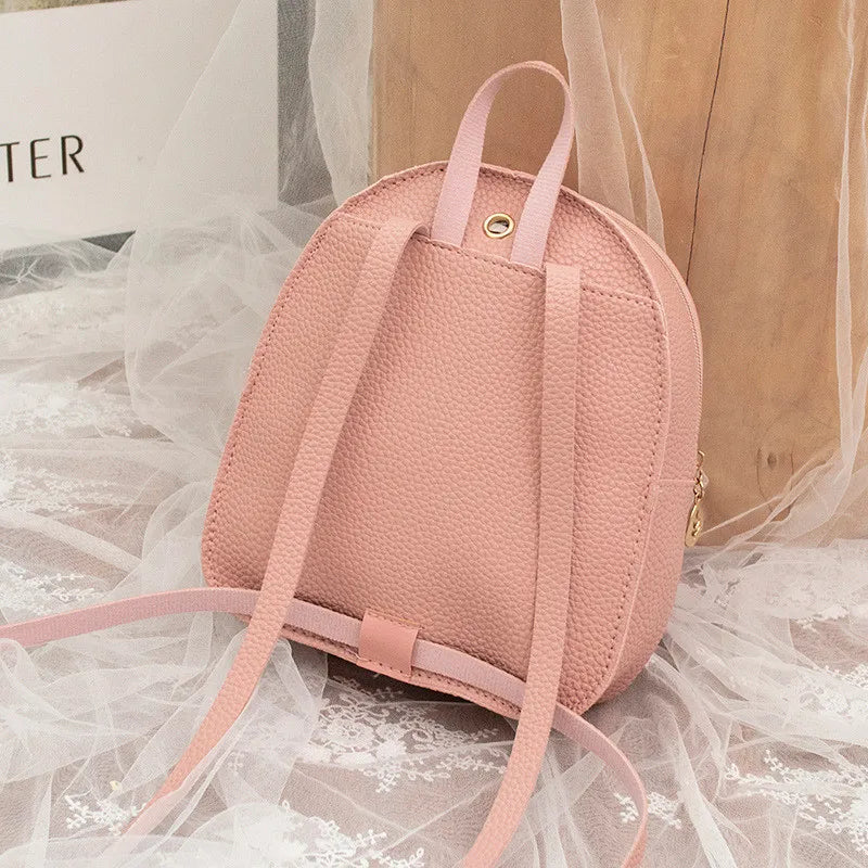 Mini Women's Leather Backpack School Bags Rucksack