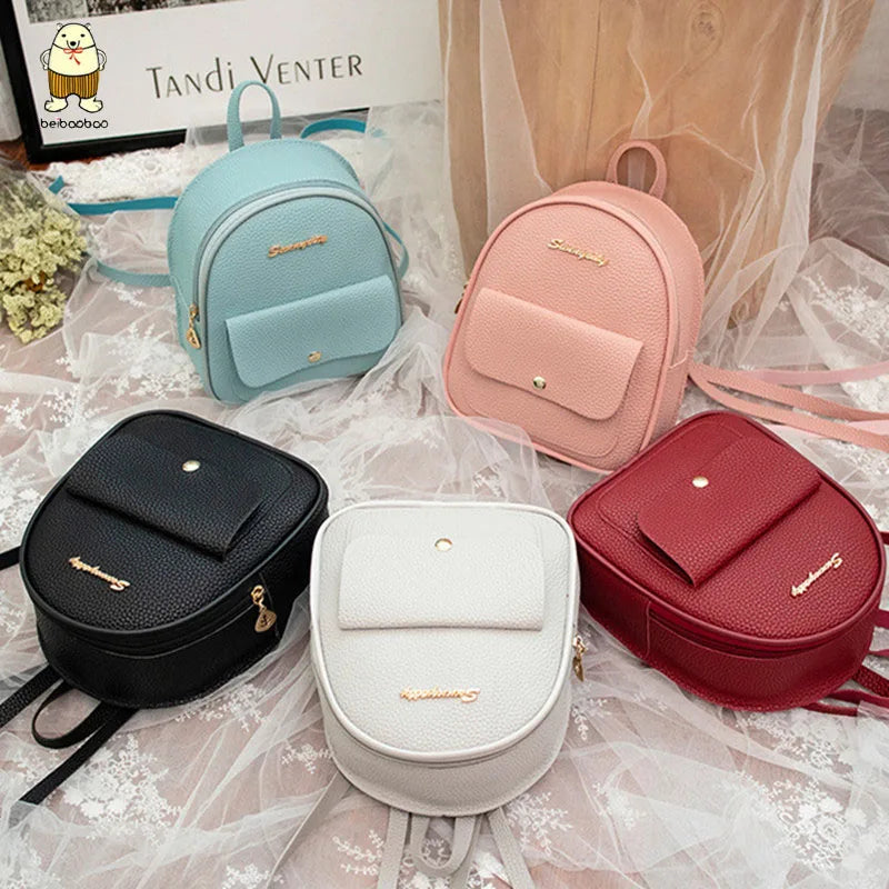 Mini Women's Leather Backpack School Bags Rucksack