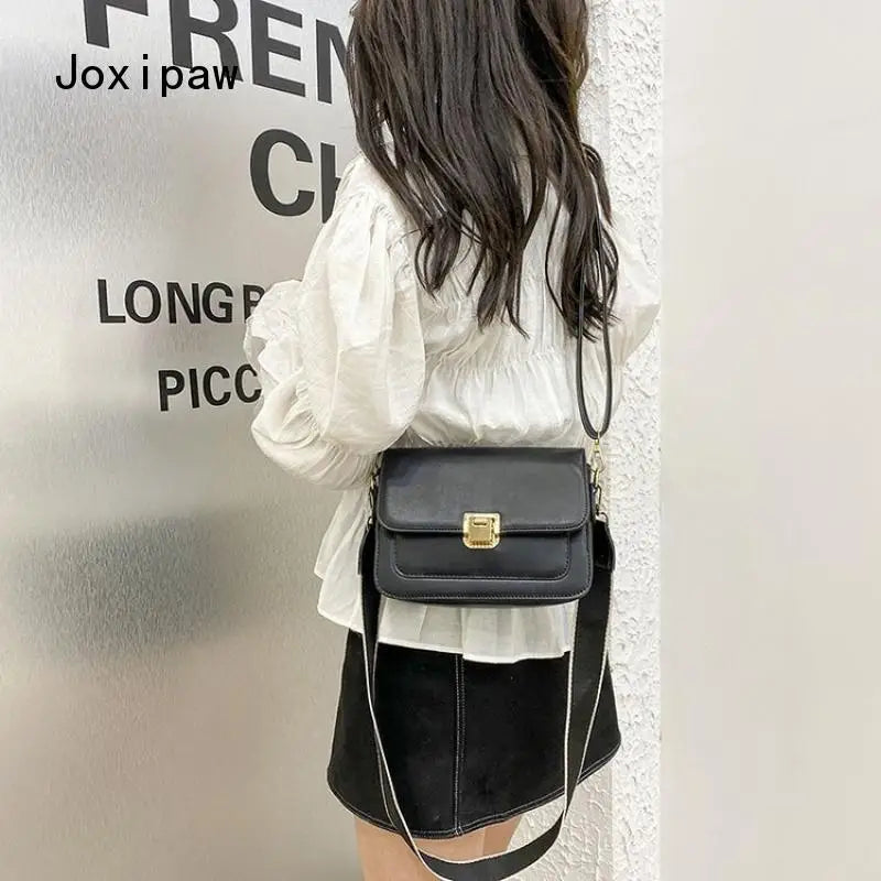 Soft Leather Crossbody Bag for Women, Casual Flap Messenger Bag