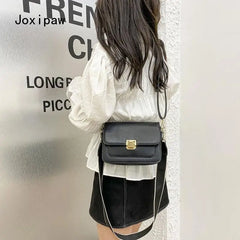 Soft Leather Crossbody Bag for Women, Casual Flap Messenger Bag