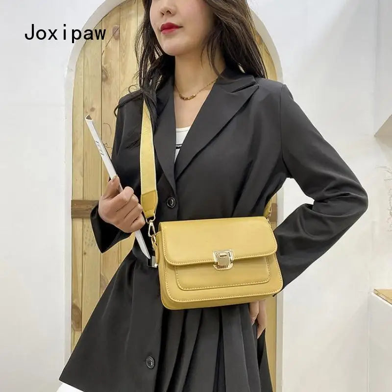 Soft Leather Crossbody Bag for Women, Casual Flap Messenger Bag