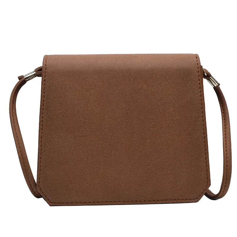 PU Leather Frosted Shoulder Bag Solid Soft Messenger Small Square Bag