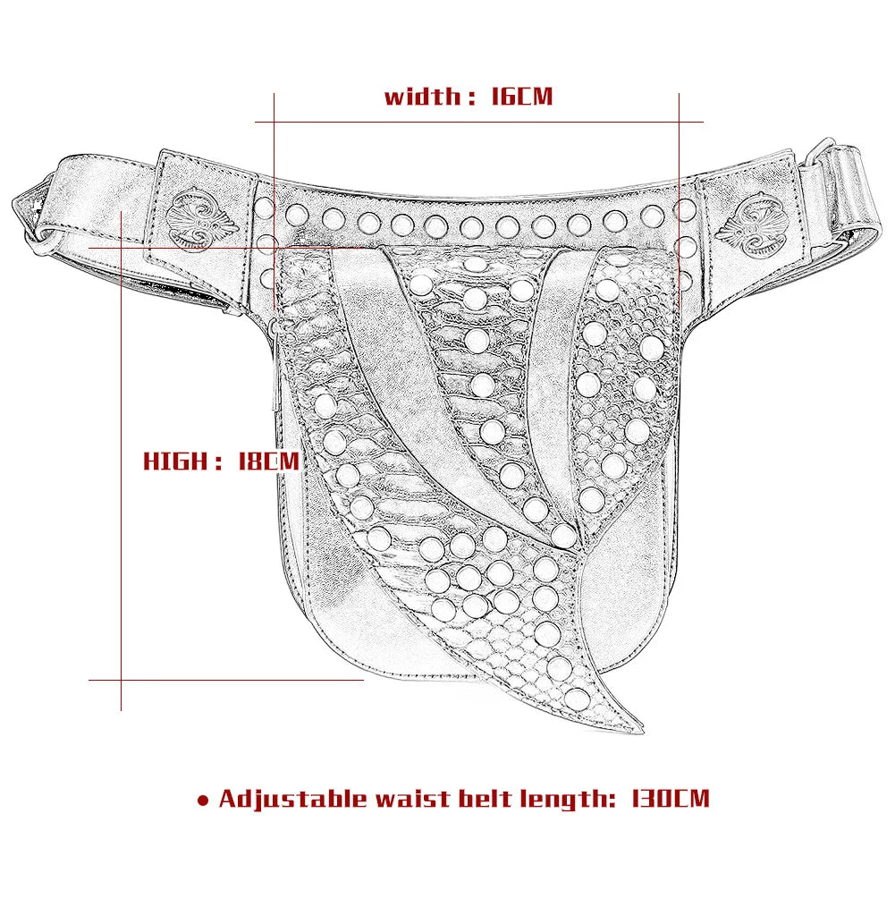 Punk Rivet Waist Bag Retro Tactical Chest Bag Women