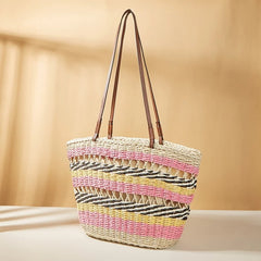 Colorful Bohemian Straw Woven Shoulder Bag for Women