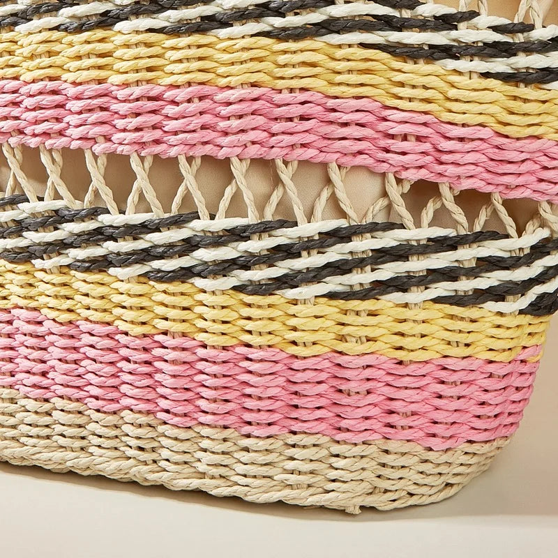 Colorful Bohemian Straw Woven Shoulder Bag for Women