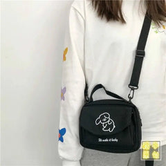 Canvas Small Fresh Lady One-Shoulder Bag Cartoon Print