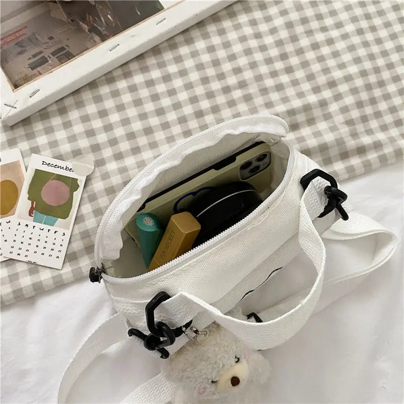 Canvas Small Fresh Lady One-Shoulder Bag Cartoon Print