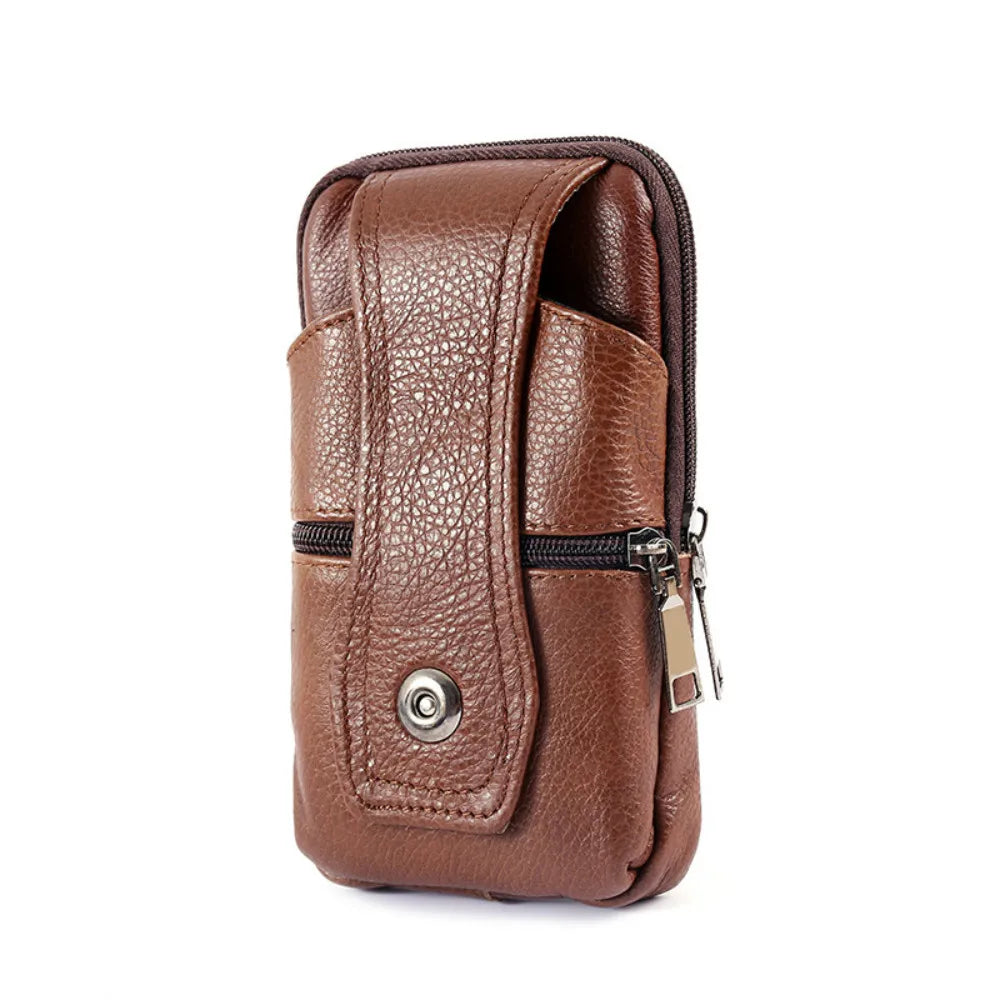 Multifunction Capacity Crossbody Bag Brown Leather