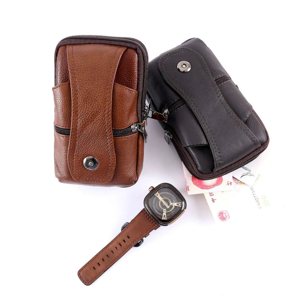 Multifunction Capacity Crossbody Bag Brown Leather