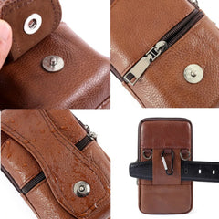 Multifunction Capacity Crossbody Bag Brown Leather