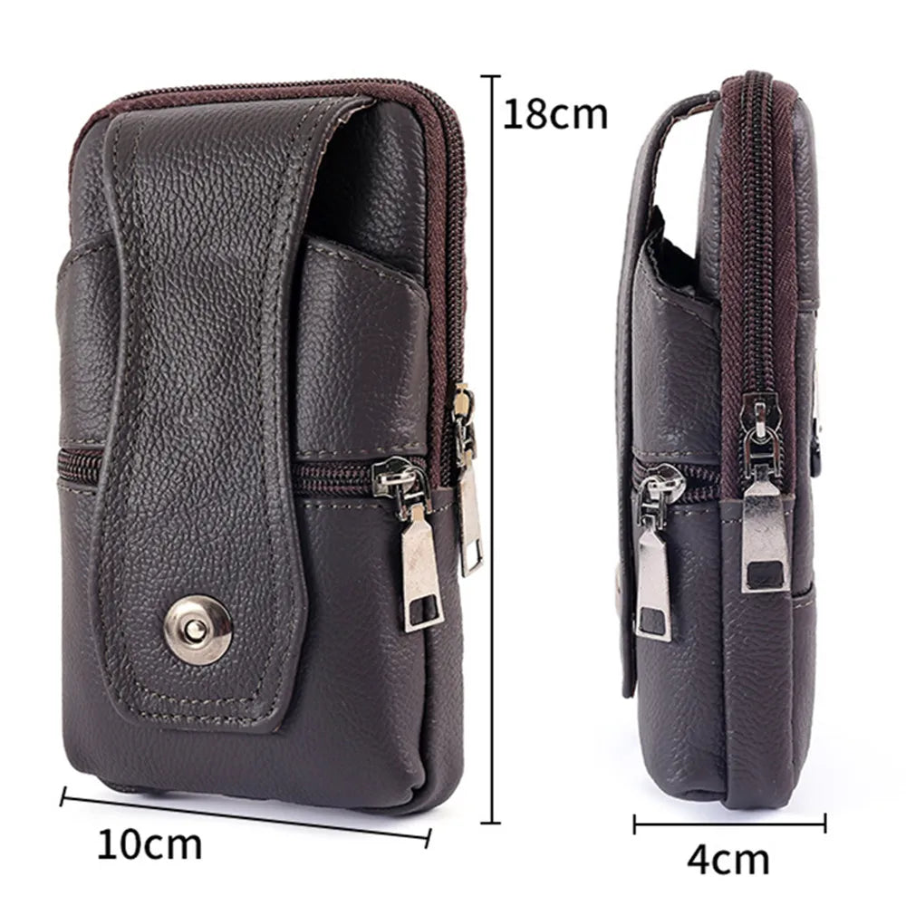 Multifunction Capacity Crossbody Bag Brown Leather