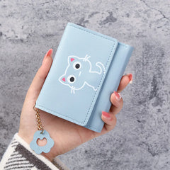 Cat Girls Cartoon Wallet Women's Short Three-fold Wallet for Men
