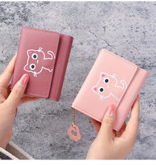 Cat Girls Cartoon Wallet Women's Short Three-fold Wallet for Men