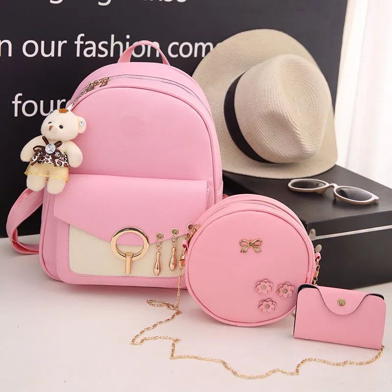 Casual Women's PU Leather Backpack High Student Schoolbag