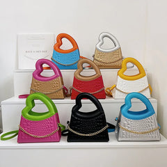 Crossbody Bags Peach Heart Handle Purse Handbag Crocodile Bags for Women