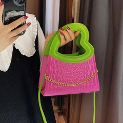 Crossbody Bags Peach Heart Handle Purse Handbag Crocodile Bags for Women