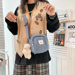 Women Plush Messenger Bag Cute Bear Design