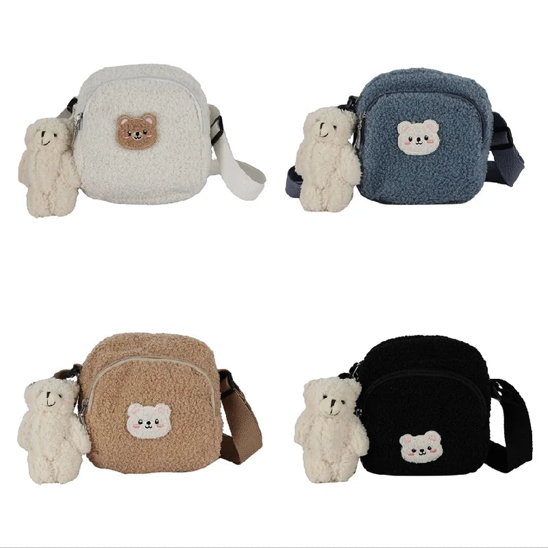 Bear Messenger Bag Women Plush Small Shoulder Bag