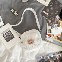 Bear Messenger Bag Women Plush Small Shoulder Bag